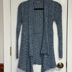 Roz & Ali Heathered Blue Shawl Collar Cardigan